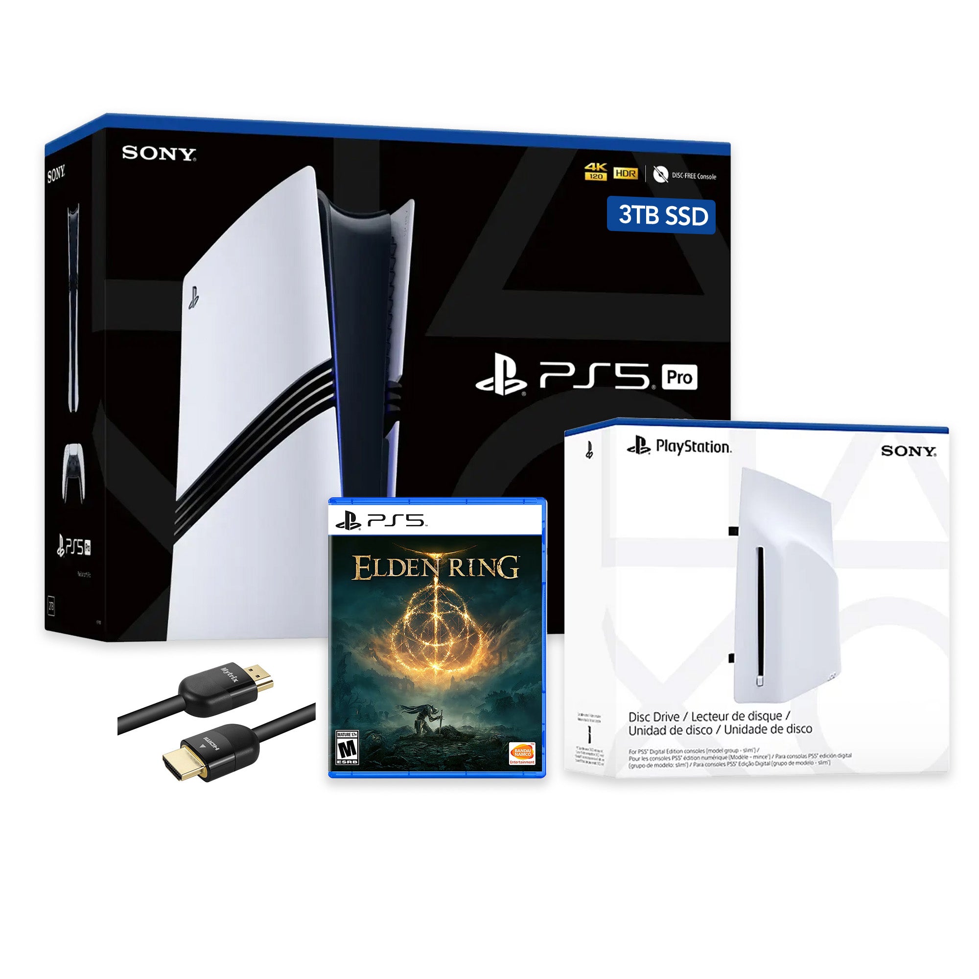 PlayStation 5 Pro 3TB SSD Console with Disc Drive, Wireless Controller and Elden Ring - CFI-7019 PS5 Pro PlayStation 5 Pro 3TB SSD Console with Disc Drive, Wireless Controller and Elden Ring - CFI-7019 PS5 Pro